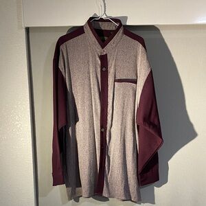 Men's Burgundy and Gray Shirt Jacket